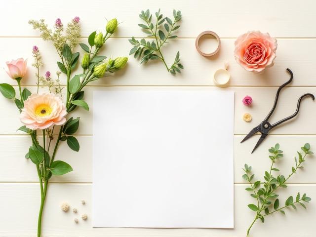 Blumen-Arrangement-Kit mit frischen Blumen und Werkzeug